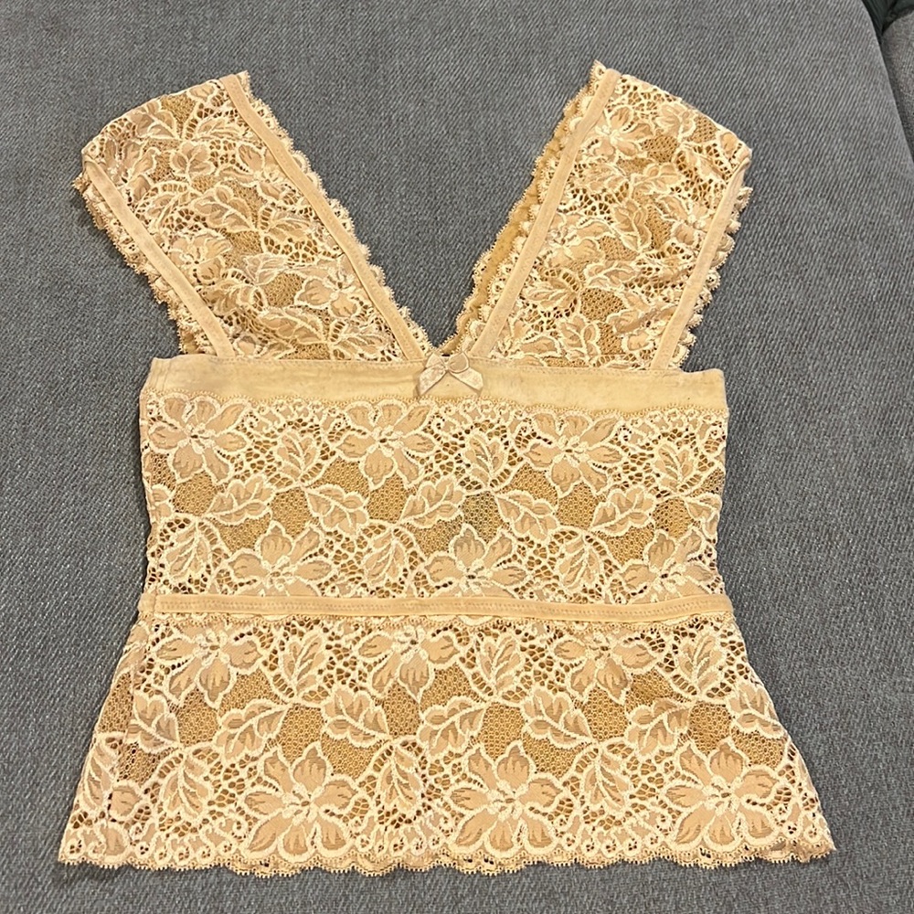The Limited lace and tulle deep V top size medium